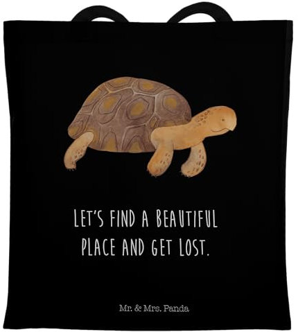 Mr. & Mrs. Panda Tragetasche Schildkröte Marschieren - Geschenk, Reiselust, Urlaub, Neustart, Motivation, Meer, Strandtasche, Jutetasche,