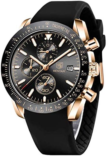 by BENYAR Uhren Herren Analog Quarz Chronograph Herrenuhren 30M Wasserdicht Armbanduhr Leuchtende Datum Lässig Business-Kleid Uhren fur Männer Klassische Elegantes Geschenk