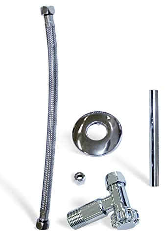 Calmwaters® Anschluss-Set für Spülkasten, Komplettset für rückseitigen Anschluss von Spülkästen, Wasserzulauf von hinten, Wandanschluss 1/2, Schlauchanschluss 3/8, Metall, Chrom, 30LC3185