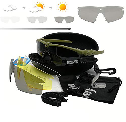 Tryway Taktische professionelle Schutzbrille Ballistic M 3.0 Militärische Strike-Brille UV400 Armee Airsoft-Schießen Gafas-Sportarten Polarisierte Radfahren Paintball Brillen (Grün Farbwechselfolie)