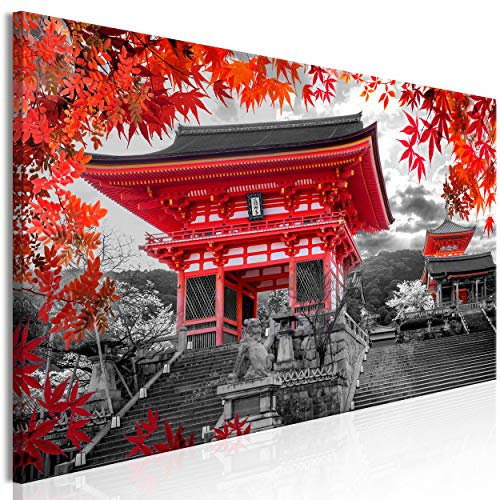 decomonkey Bilder Architektur Landschaft 120x40 cm 1 Teilig Leinwandbilder Bild auf Leinwand Vlies Wandbild Kunstdruck Wanddeko Wand Wohnzimmer Wanddekoration Deko Japan