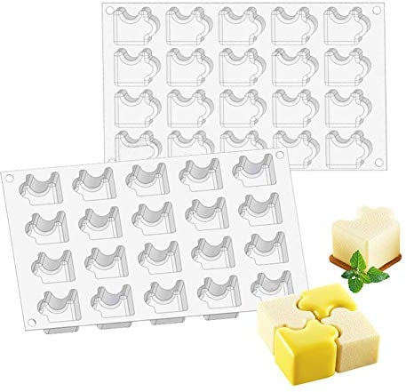 Dubens 20 Cavity Puzzle Geometric Cake Silicone Mould Jigsaw Chocolate Dessert Mould Muffin Baking Mousse Ice Decorating Tools