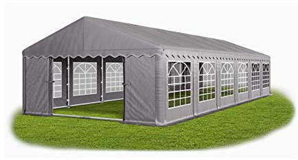 Das Company Partyzelt 6x12m wasserdicht grau mit Bodenrahmen Zelt 240g/m² PE Plane hochwertig Gartenzelt Summer Floor PE