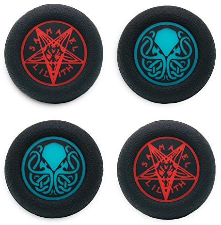 Playrealm Morbido Silicone Stampa Copri Levette Analogiche Pollice Presa Copertina Thumb Grip x 4 per PS5, PS4, Xbox Series X/S, Xbox One, Switch PRO (Pacchetto Indicibile)
