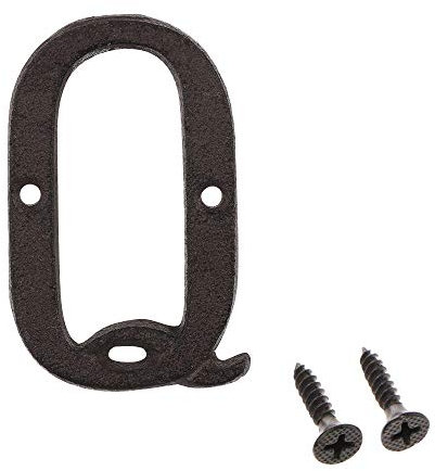 Numeri e lettere per indirizzi e lettere, 7,6 cm vintage in ghisa, numero casella postale in metallo massiccio, viti abbinate incluse, lettera Q