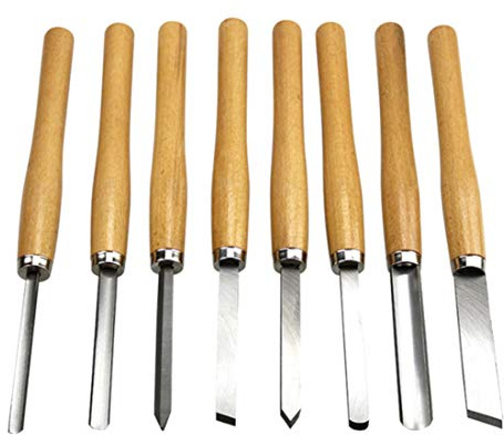 8Pcs Drechseln und Meißel Drehen Set, Drechseln und Meißel Set Drehwerkzeuge zur Holz Solarplexus Skew Parting High Speed ​​Steel HSS