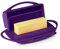 Butterie Flip-Top Butter Dish with Lid & Matching Knife, Holds 2 Sticks/European Butter, No-Mess Butter Holder, Shatterproof, Dishwasher Safe, Purple