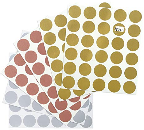 Kesote 180x Rubbellose Scratch Sticker Rubbeln Etiketten Rund Rubbellos Aufkleber Gold Silber Rosegold für Rubbelkarte Überraschung Valentinstag Hochzeit, 2,5cm