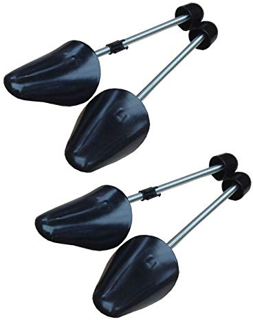QUUPY Schuhspanner aus Kunststoff, verstellbare Länge, 2 Paar, Spiralfeder (schwarz, Damengröße)