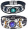2Pcs Multilayer Constellation Zodiac Leather Bracelet Handmade Woven Zodiac Sign Wrap Bracelet Wristband for Women Men Jewelry Birthday Gift, 8.26 inches, 8.5 inches, no gemstone