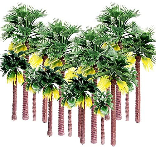 24 Stücke Palm Baum Modell, Modell Palmen, Miniature Palm Trees, Kunststoff Kokosnuss Palme, Modell Kokospalmen,für Alle Landschaften Landschaft Cake Topper Dekoration Diorama Modelle Architekturbäume