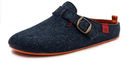 Andrés Machado - Hausschuhe für Damen - Sommer - VAL – Unisex Pantoffeln – Wolle und Filz – rutschfeste Gummisohle und herausnehmbares Fußbett - Blau Orange EU 37