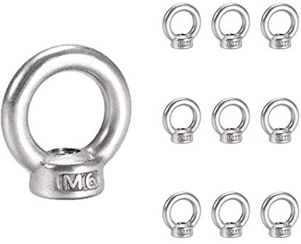 Ringmutter M6, 10 Stück Ringmutter 304 Edelstahl, Ringmuttern, Hardware Ringösen zum Heben von Zubehör Augenmutter