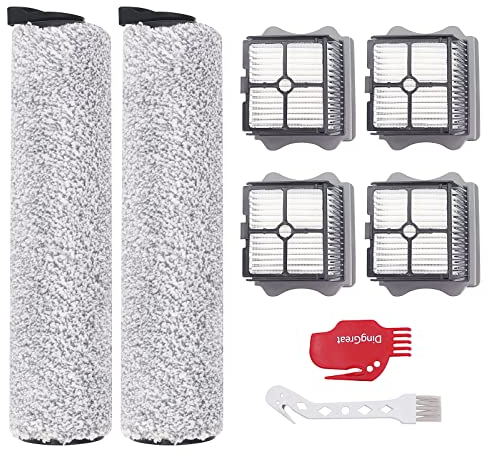 DingGreat Rouleau à brosse et filtre de rechange pour Tineco Floor One S3 et iFloor 3 - Kit d'accessoires (4 filtres HEPA + 2 rouleaux brosses)