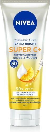 Nivea Extra Bright Super C Vitamin Body Serum LSF50 PA++, Leichte Textur, 50X konzentriertes Vitamin C, 320 ml