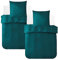 MR&HM Bettwäsche 135x200 4-teilig Baumwolle - Bettbezug-Set aus 100% Baumwolle in der Größe 135x200x2 Plus Zwei Kissenbezüge in 80x80 mit Reißverschluss, komfortable Bettwäsche, Blau Grün