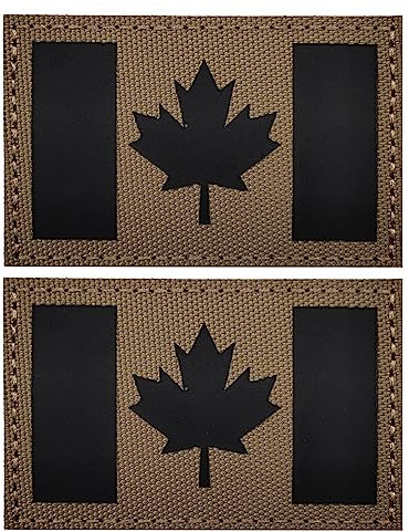 2 x Kanada-Flagge reflektierender Aufnäher militärisch taktisch kanadisch Infrarot IR-Patches Moral-Emblem Applikation Schlaufenhaken Schulterhaken Aufnäher fürRucksack auf der Rückseite
