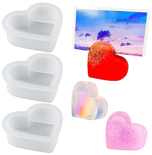 3 Stück Epoxidharz Formen Herz Klein Silikonform Herz Ornamente Herzform Gießform Herz Epoxidharz Visitenkartenhalter Silikonform Liebe Gießen Harzform für DIY Basteln Haus Dekoration