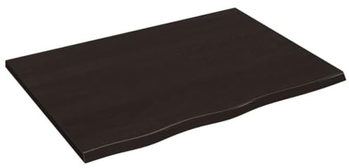 vidaXL Wandregal, Holzregal Regal Handgefertigt mit Baumkante, Wandboard Regalbrett Deko, Bücherregal Hängeregal, Dunkelbraun 80x60x2cm Massivholz Eiche Behandelt