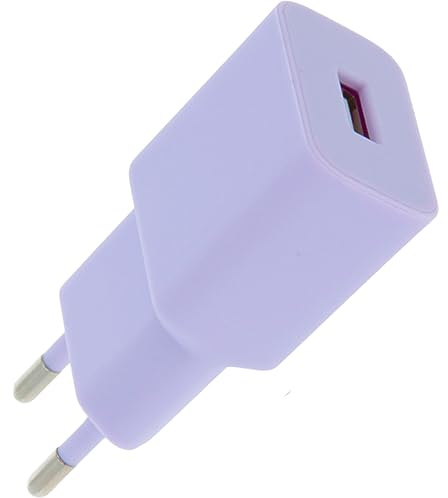 Setty Netzteil Ladegerät 1x USB 2,4A Charger passt für alle Handy, Smartphones, Tablets, UVM, Ladeadapter, Wandladegerät Steckdosenadapter iPhone, Samsung, Huawei (lila)