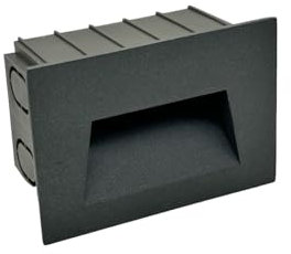 Partenopea Faretto segnapassi da esterno lampada da muro IP65 LED 5w 300 Lumen ad incasso per scatola cassetta 503 scale giardino viale gradini (Grigio Luce calda fredda naturale switch CCT)