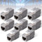 Leikurvo 8 Stück RJ45 CAT7 Keystone Modul Jack Geschirmte Bis zu 10 Gbps, Werkzeuglos Netzwerk, STP Schirmung Buchse, Metallgehäuse, Optimal für Netzwerkkabel