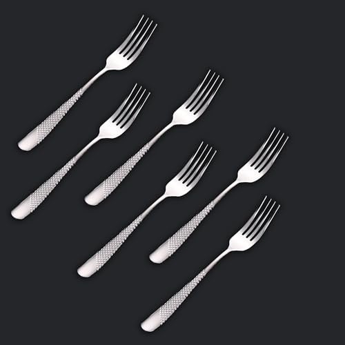 DAFFODILY® Signature Dessert Forks - Silver, Elegant Addition to Your Signature Cutlery Set, Set of 6, 304 Stainless Steel