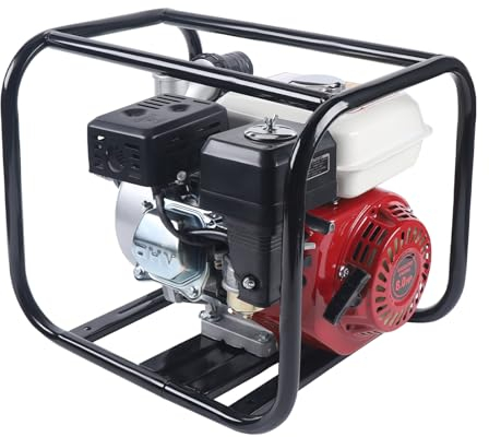 Benzin Wasserpumpe Gartenpumpe 4 Takt 6.5 PS Garten Brunnen Teichpumpe Schmutzwasserpumpe, 4.8kw Wasserförderpumpe, 210CC, 3600rpm, max.28m/92ft Förderhöhe, 3.6L Kraftstofftank