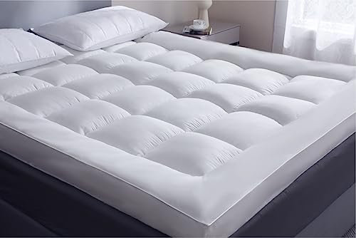 Threads For Bed Premium Matratzenauflage 4 Zoll extra dick, 140x200 ± 10cm Extra Tiefe Matratzentopper mit geprägtem Stoff und super weicher Füllung, 4 elastische Bänder für sichere Passform