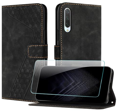 JayModCase Funda para Xiaomi mi 9 SE, PU Piel Flip Carcasa con [Xiaomi 9 SE Protector de Pantalla] Cierre magnético Soporte Plegable Tarjetas y Cartera (Negro)