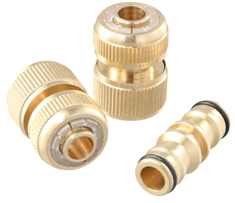 3 Pièces Raccord Tuyau D'Arrosage en Laiton, Connecteur Tuyau Arrosage, Double Connecteur Tuyau, Connecteur Tuyau, Raccord Tuyau Arrosage Extensible, pour robinet de jardin