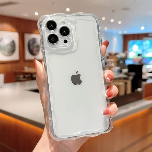 QLTYPRI Handyhülle für iPhone 14 Hülle Aesthetic Curly Hülle für Frauen Mädchen Girls Süßes Wellen Design Case Silikon TPU Bumper Schutzhülle - Klar