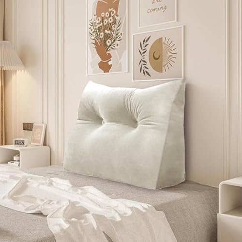 BNCKTRD Kopfende Großes Rückenkissen Bequemes Lesekissen und Rückenteil im Bett Rückenlehne Kopfkissen Langes XXL Kissen für Sofa, Couch, Wandkissen Polster Samt Weiß 60cm