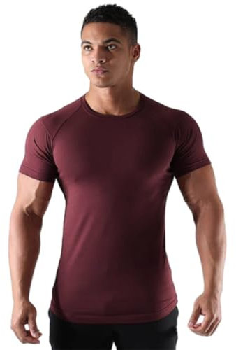 Sportshirt Herren Laufshirt Herren Casual T-Shirt Herren Einfarbig T-Shirt Herren Base Shirt Herren Mode T-Shirt Herren Kurzarm Herren F-Red M