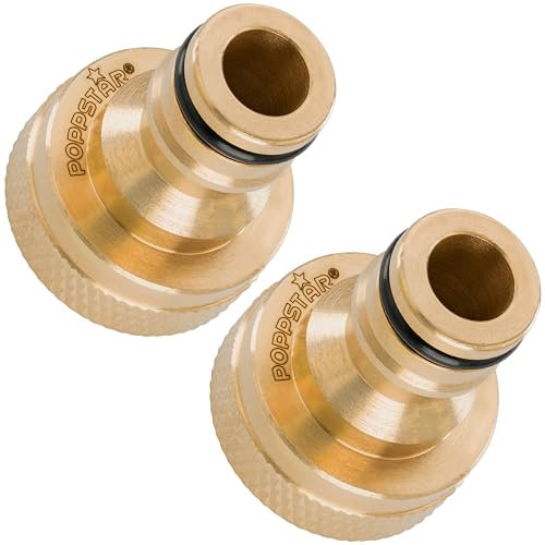 Poppstar 2x Hahnverbinder 3/4 Zoll Innengewinde und Steckkupplung für Gartenschlauch (kompatibel mit Gardena Stecksystem)