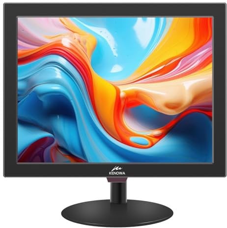 Kenowa Monitor HDMI da 15 pollici, monitor da computer quadrato, 1400 x 1050, monitor LED, 60 Hz, 5 m, rapporto di aspetto 4:3, 75 x 75 mm VESA, connettore con VGA, HDMI, BNC, AV, pannello TN