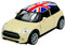Welly New Mini Cooper Hatch F56 Beige mit UK Flag 1/34-1/39 Metal Modell Auto Die Cast Neu im Kasten
