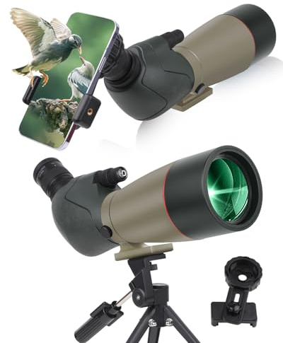 Spektiv, Ultra HD 25–75 x 60 Teleskop, Dual-Fokussierung, ED, wasserdichtes Zielfernrohr, FMC-Objektiv, BAK4-Prisma mit Tragetasche, Stativ für Zielschießen, Jagd, Vogelbeobachtung, Wildtierlandschaft