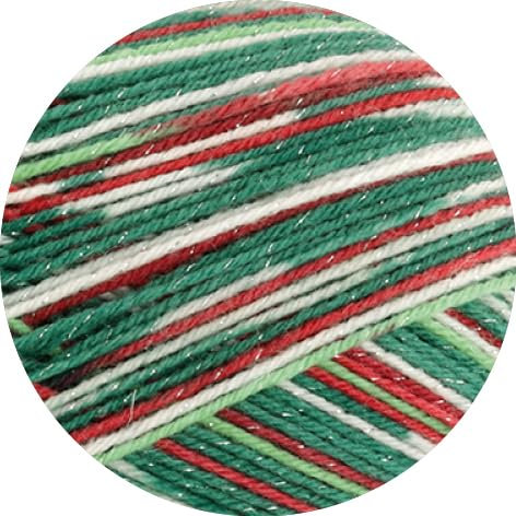 MEILENWEIT Merino 6-fach 150g CHRISTMAS 626 - Hellrot/Rot/Dunkel-/Hellgrün/Weiß/Türkis (Lurex)