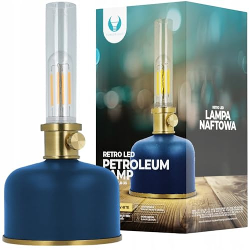 FOREVER Retro LED Nachttischlampe Blau – Kabellose Tischlampe Vintage mit USB-C Ladefunktion- Stufenlos Dimmbar - Nachttischlampe LED für gemütliches Ambiente - Ideal für Wohn- und Schlafzimmer