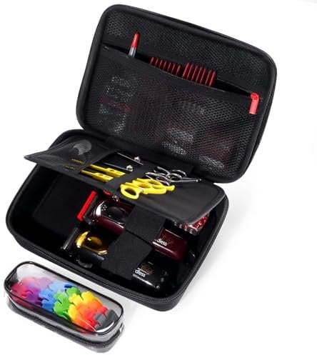 ProCase Friseurtasche Ölbeständige Tragetasche für 3 Haarschneider Scheren und Zubehör, Friseur Werkzeugtasche Trimmer Organizer Tasche Aufbewahrungsbox für Friseur Zubehör Friseurbedarf -Schwarz