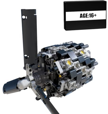 CreativeBlocker Motor Klemmbausteine Erwachsene - Lauffähiges 28 Zylinder Modell Motor Funktionsfähig, MOC Star Radial Motor Baukasten Sets, Heimdekoration Geschenk für Weihnachten (601PCS)