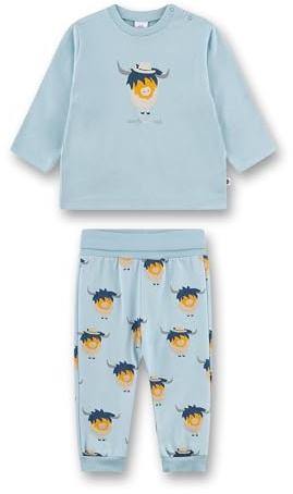 Sanetta Baby-Strampler blau aus Nicki Büffel | Praktischer und bequemer Strampler aus Nicki für Jungen.