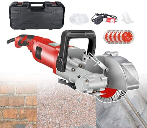 forplubossmmp Wall Chaser 4000W Electric Concrete Cutter, 7500RPM Wall Slotting Machine w/Water Pump & Water Pipe & Toolbox, Electric Slit Grooving Machine, Saw Blade Diameter: 115mm/4.5in,red