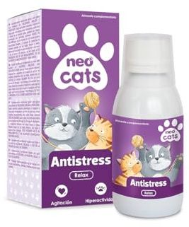 NEO CATS - Jarabe Antistress para Gatos - Ayuda a Reducir la Ansiedad, el Estrés y la Excitabilidad - con Valeriana, Melisa y Pasiflora - 120 ml