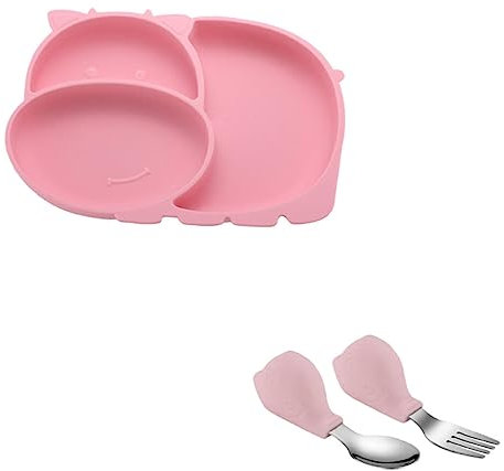 GLSTOY Vajilla De Silicona De Gran Capacidad Plato Tenedor Cuchara Plato De Entrenamiento Vajilla Para Niños Y Niñas Para Platos Fáciles De Preparar.
