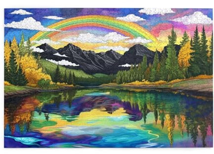 Puzzle 5000 Teile Landschaft, See Holz XXL Puzzle Erwachsene mit Schachtel und Poster, Schwierige, Herausfordernde und Interessant Spiele für Anfänger, Männer/Frauen Wohndekoration Geschenke 1T-1853