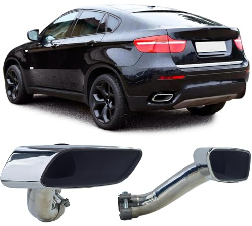 Eckige Auspuff Endrohre M50 Look Edelstahl passt für BMW X6 30d 40d E71 08-14