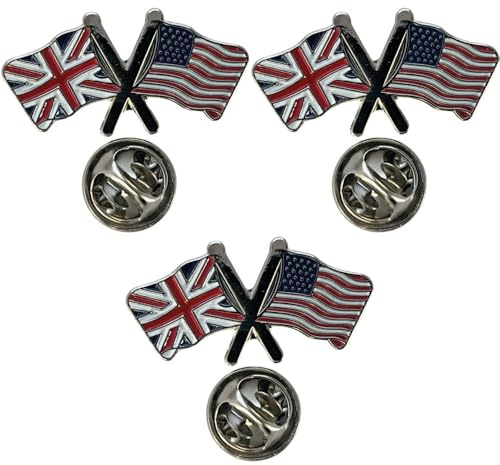 NWFlags Union Jack & USA Pin Badge | Friendship Flag | Small Lapel Badge | Metal and Enamel