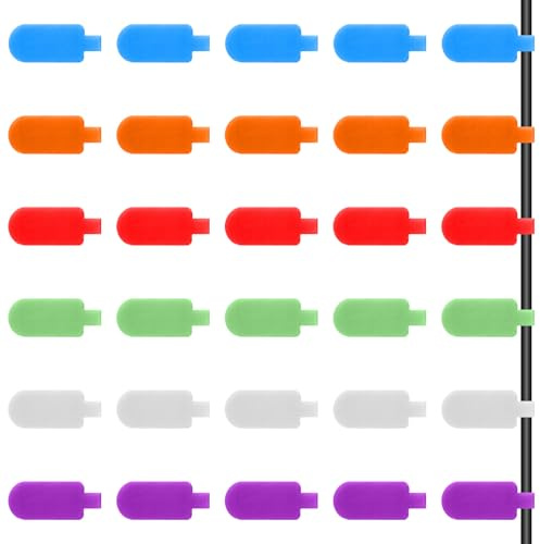 30 etiquetas de cable, 6 colores, marcadores de cable reutilizables, 4 x 2 cm, de nailon, para gestión de cables y organización de redes electrónicas, cine en casa